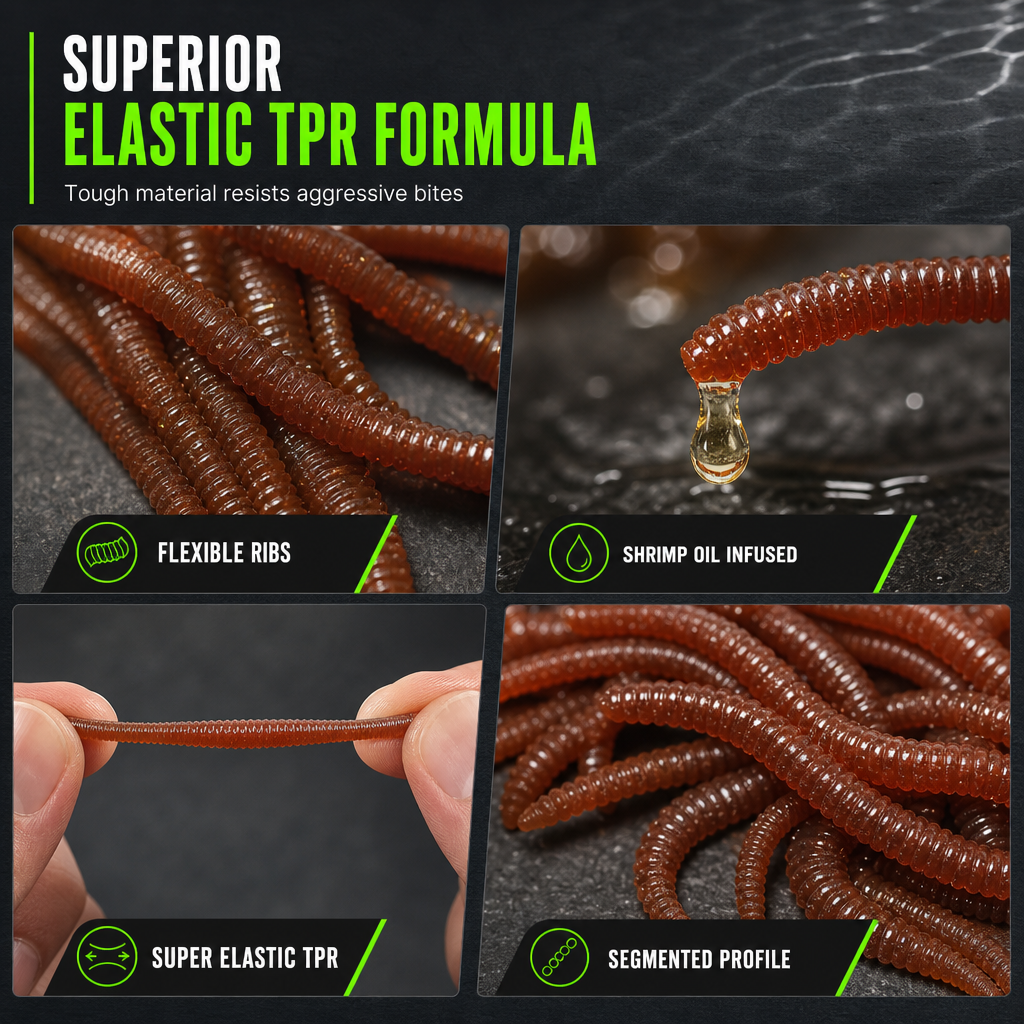 🎣50% OFF! ✨ Simulation Earthworm Soft Fishing Lures – Scented, Lifelike, Durable 🌊