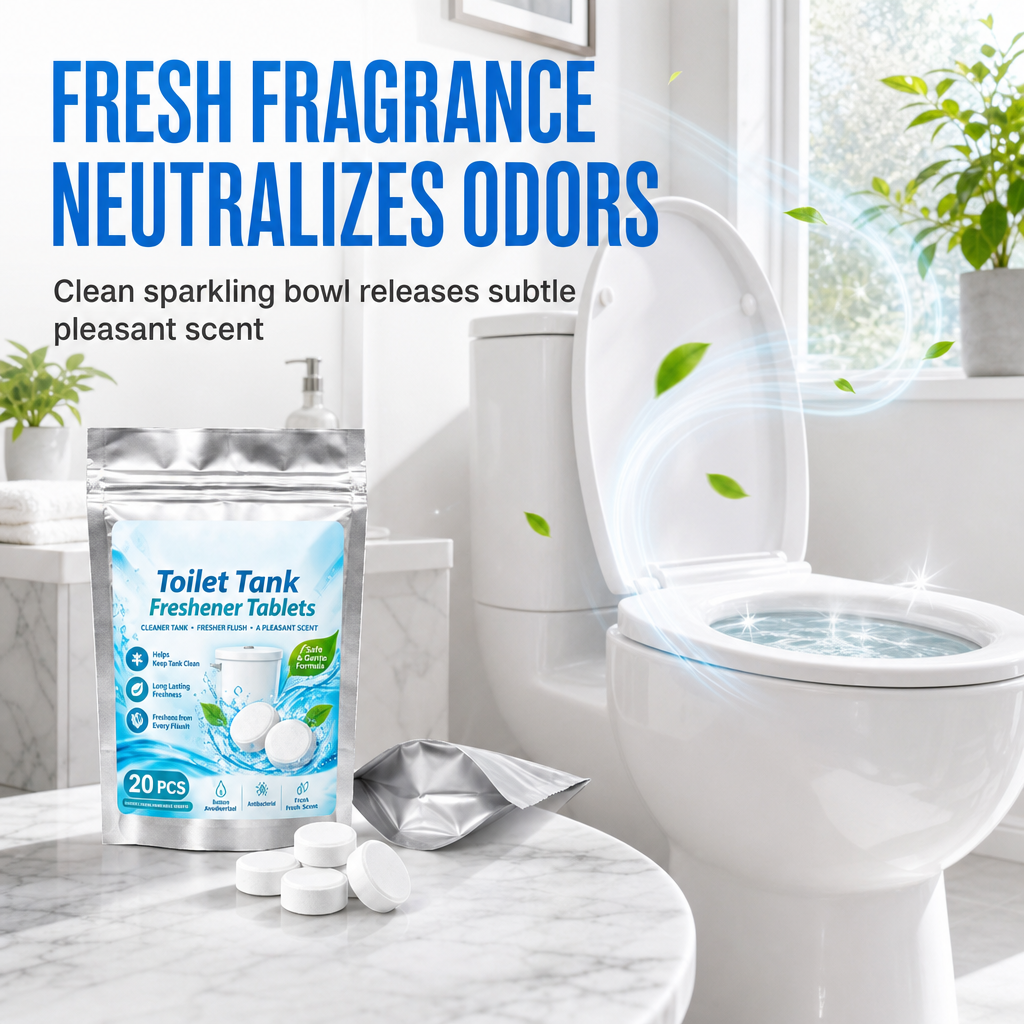 ⏳Limited Stock 50% OFF🚽20 Count Round Deodorizing Toilet Tank Tablets, Easy Drop-in Cleaning