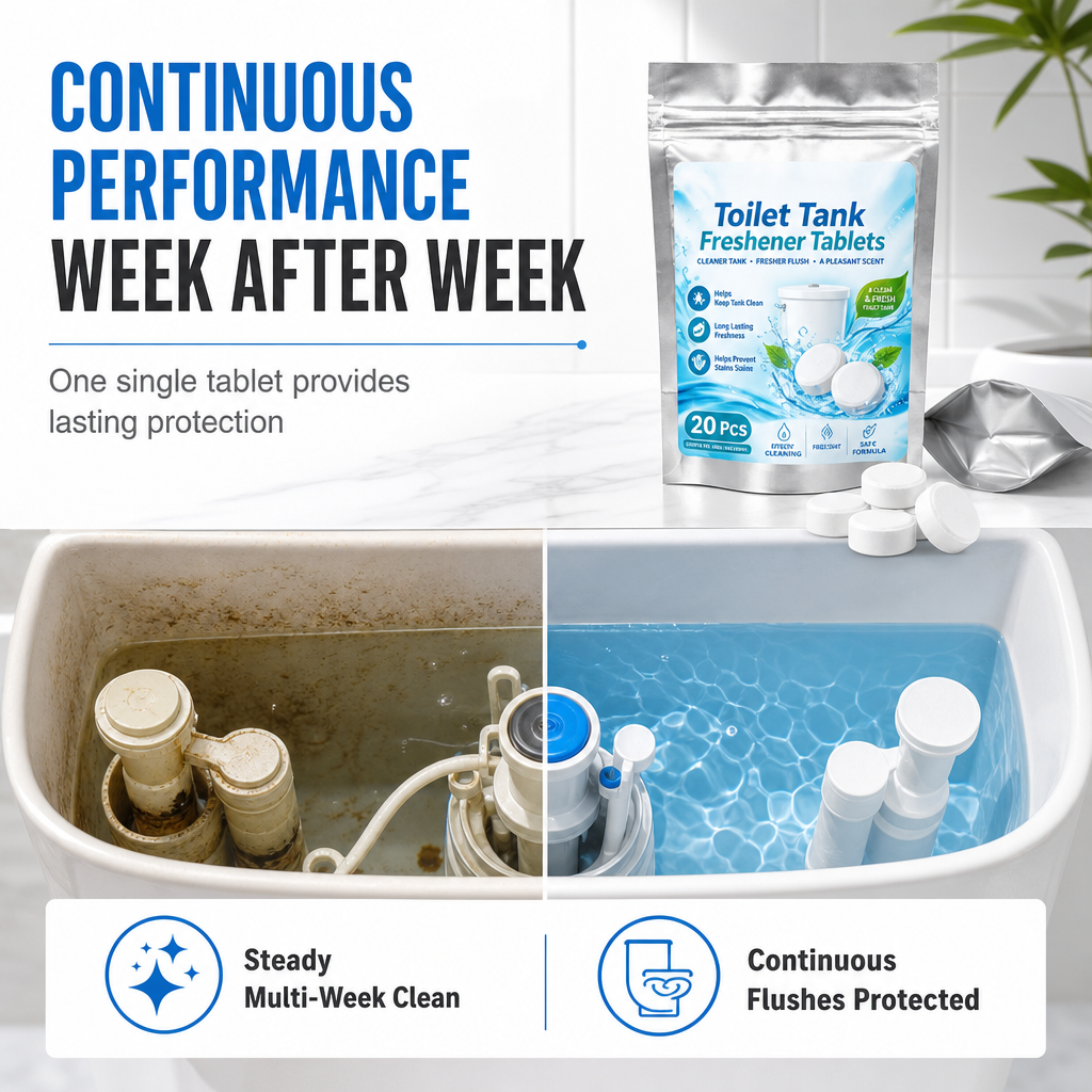 ⏳Limited Stock 50% OFF🚽20 Count Round Deodorizing Toilet Tank Tablets, Easy Drop-in Cleaning