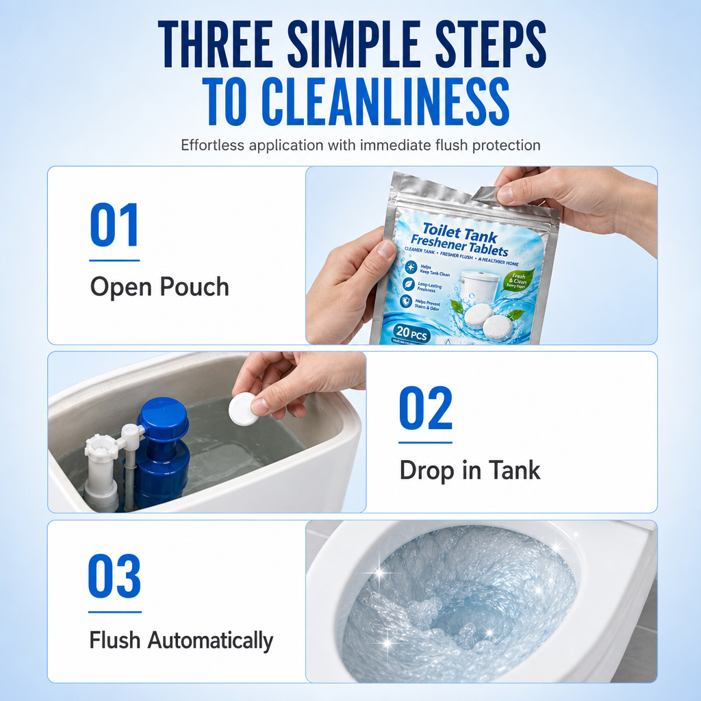 ⏳Limited Stock 50% OFF🚽20 Count Round Deodorizing Toilet Tank Tablets, Easy Drop-in Cleaning