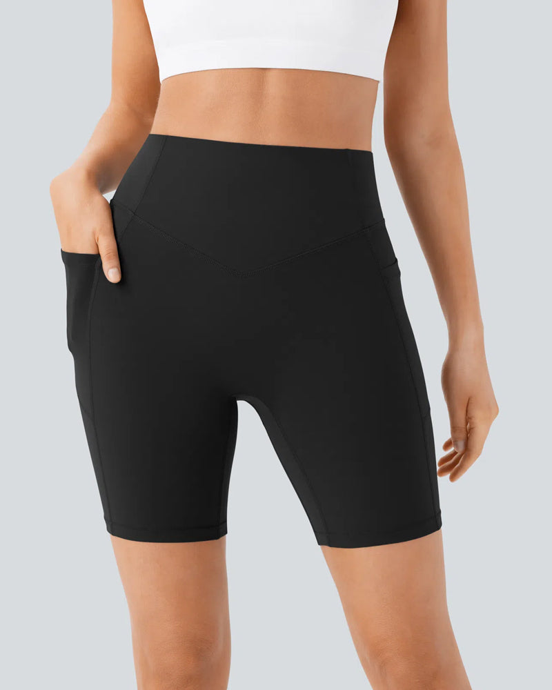⏳Limited-Time Offer🎉High Waisted Butt Lifting Tummy Control Side Pocket Shaping Training Shorts 7"