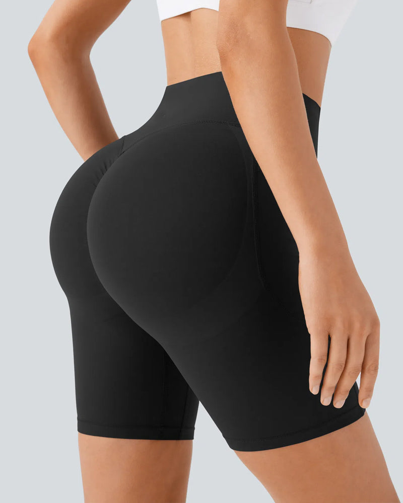 ⏳Limited-Time Offer🎉High Waisted Butt Lifting Tummy Control Side Pocket Shaping Training Shorts 7"